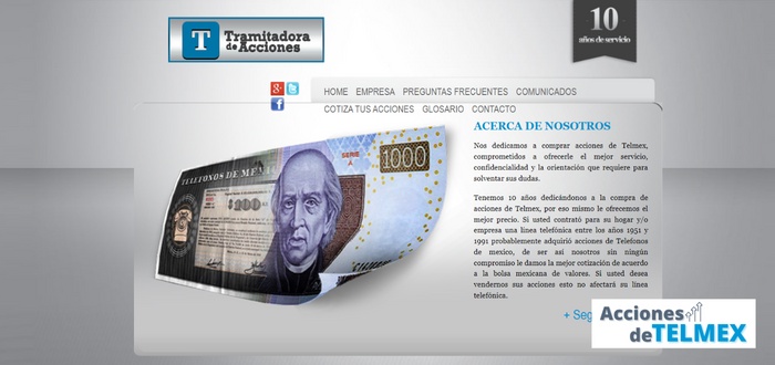 Tramitadora de acciones Telmex